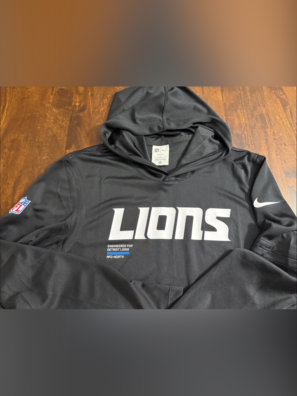 Nike Black Detroit Lions Hooded Pullover with White Logos